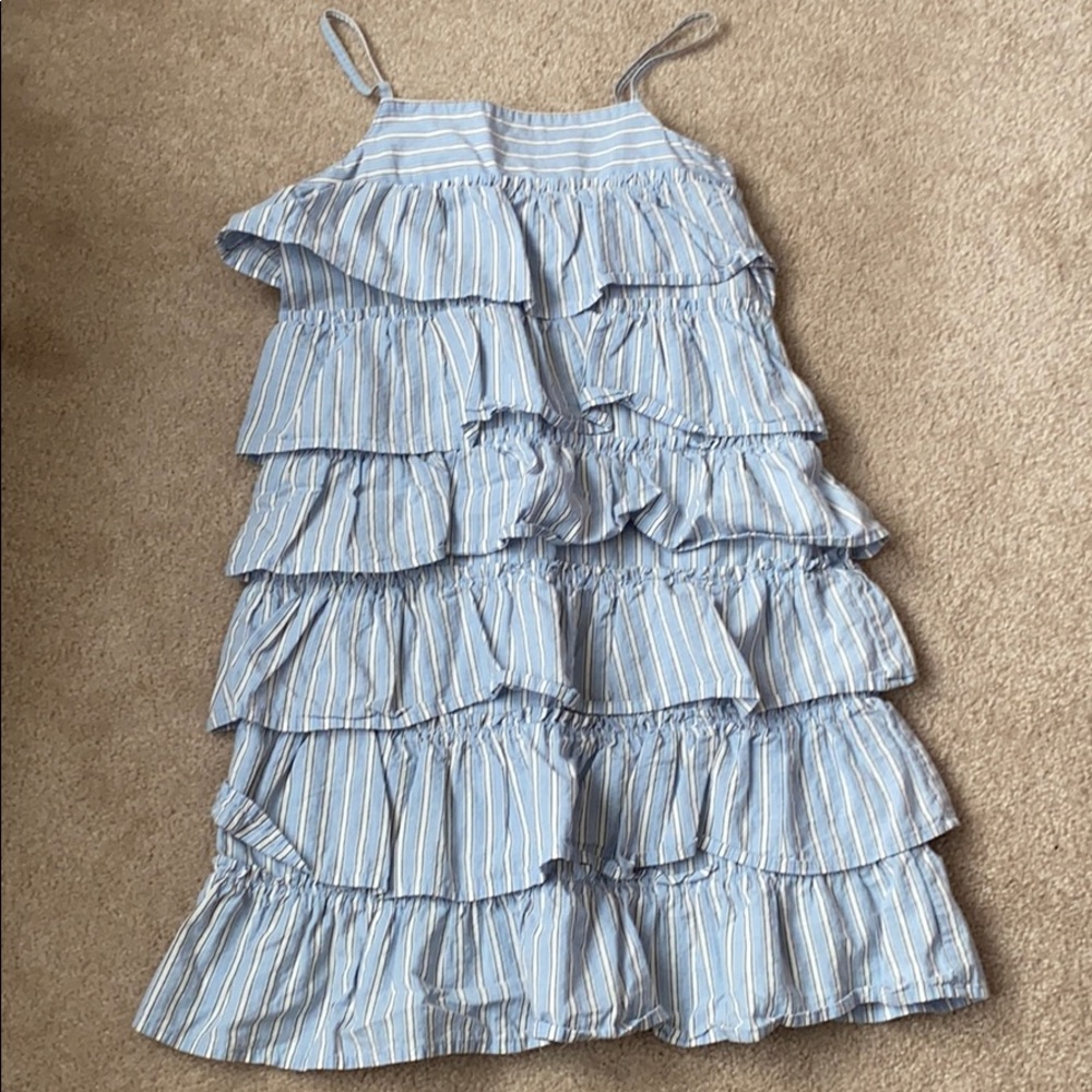 Gap Kids Blue Striped Ruffle Dress